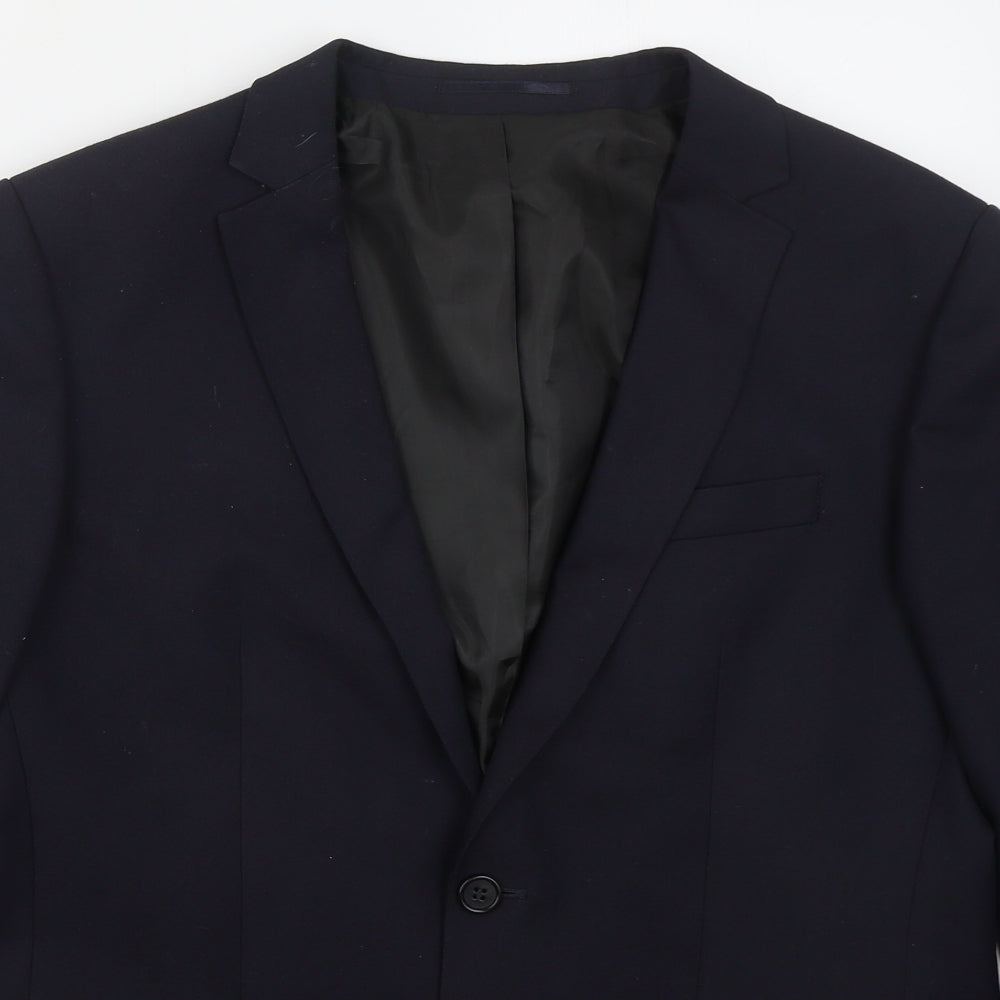 Mens UK Size 42 River Island Regular Blue Suit Jacket