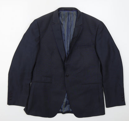 Identkit Mens Blue  Polyester Jacket Suit Jacket Size 40