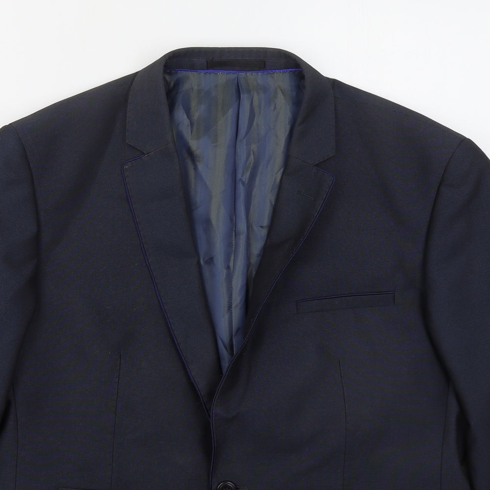 Identkit Mens Blue  Polyester Jacket Suit Jacket Size 40