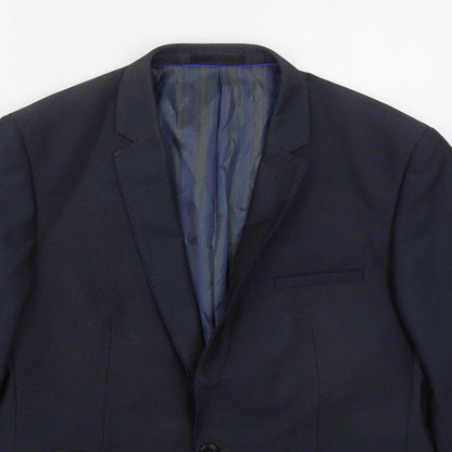 Identkit Mens Blue  Polyester Jacket Suit Jacket Size 40