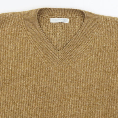 Primark Womens Beige V-Neck  Acrylic Pullover Jumper Size 6