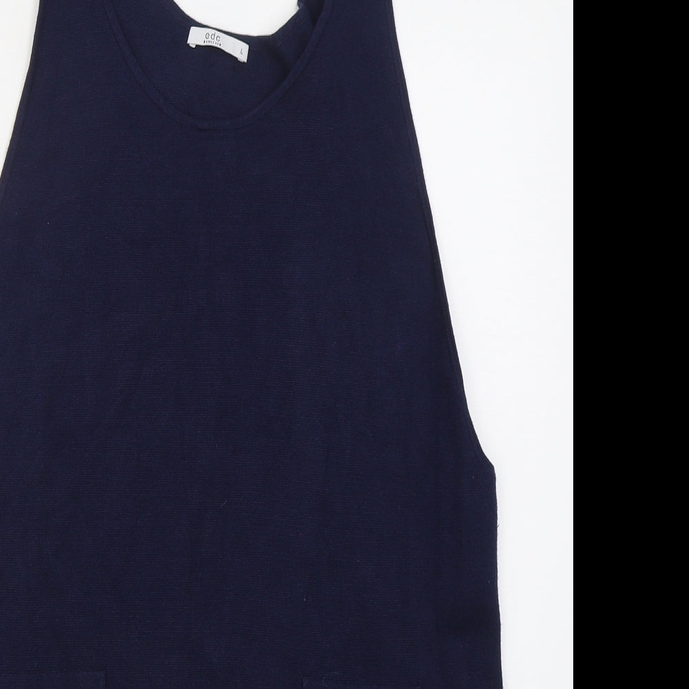 EDC Womens Blue  Viscose Tank Dress  Size L  Scoop Neck Pullover