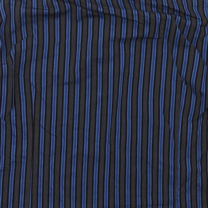 Remus Uomo Mens Blue Striped Cotton  Button-Up Size L Collared Button