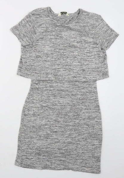Miss Selfridge Womens Grey  Viscose Bodycon  Size 6  Crew Neck Pullover