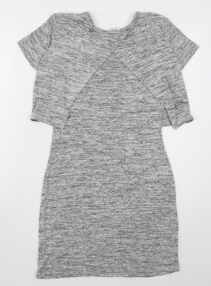 Miss Selfridge Womens Grey  Viscose Bodycon  Size 6  Crew Neck Pullover