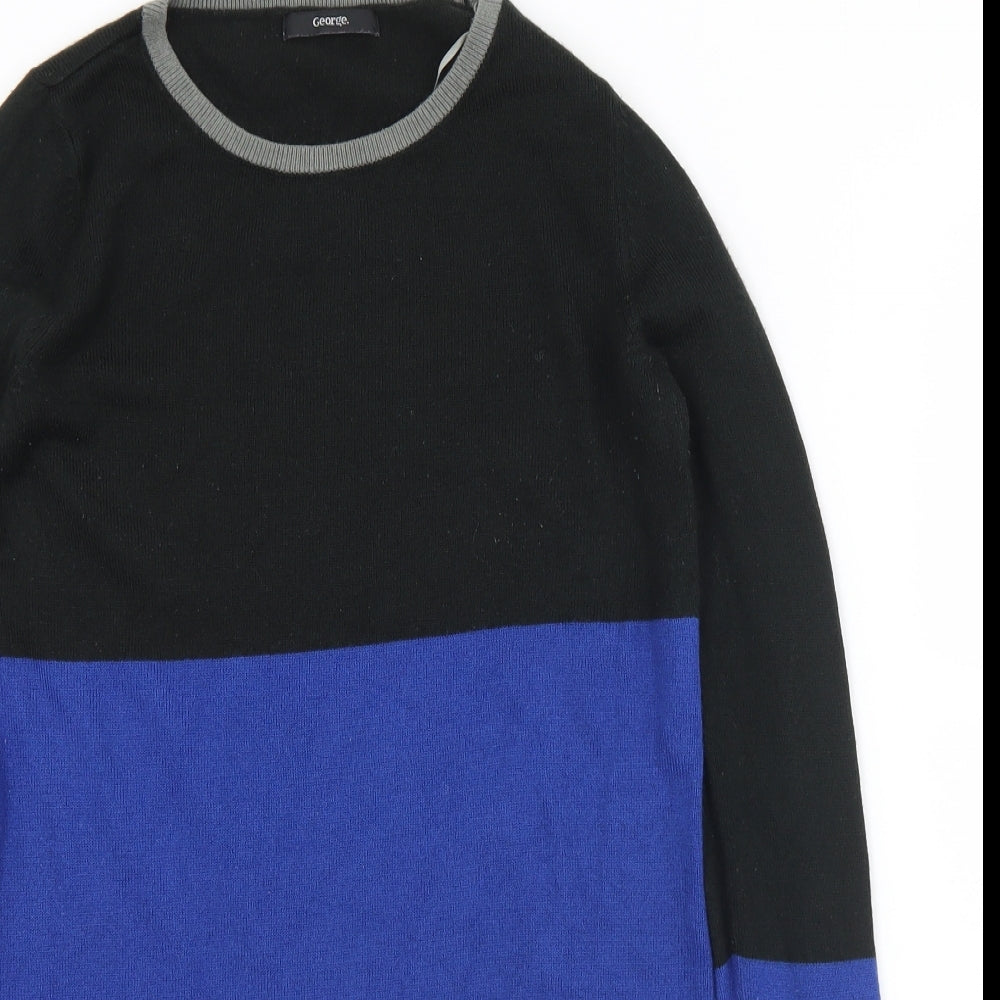 George Womens Blue Crew Neck  Acrylic Pullover Jumper Size 8