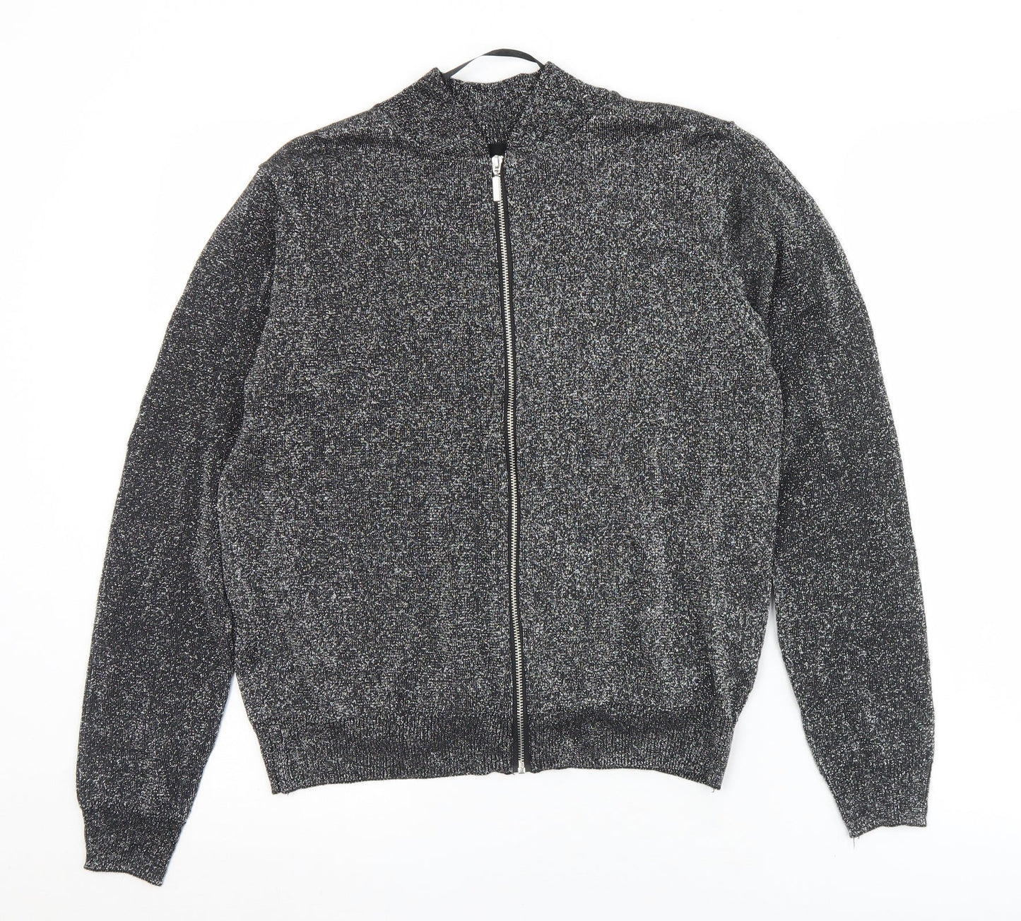 Atmophere Womens Silver Crew Neck  Viscose Full Zip Jumper Size 12