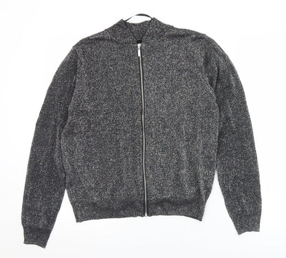 Atmophere Womens Silver Crew Neck  Viscose Full Zip Jumper Size 12