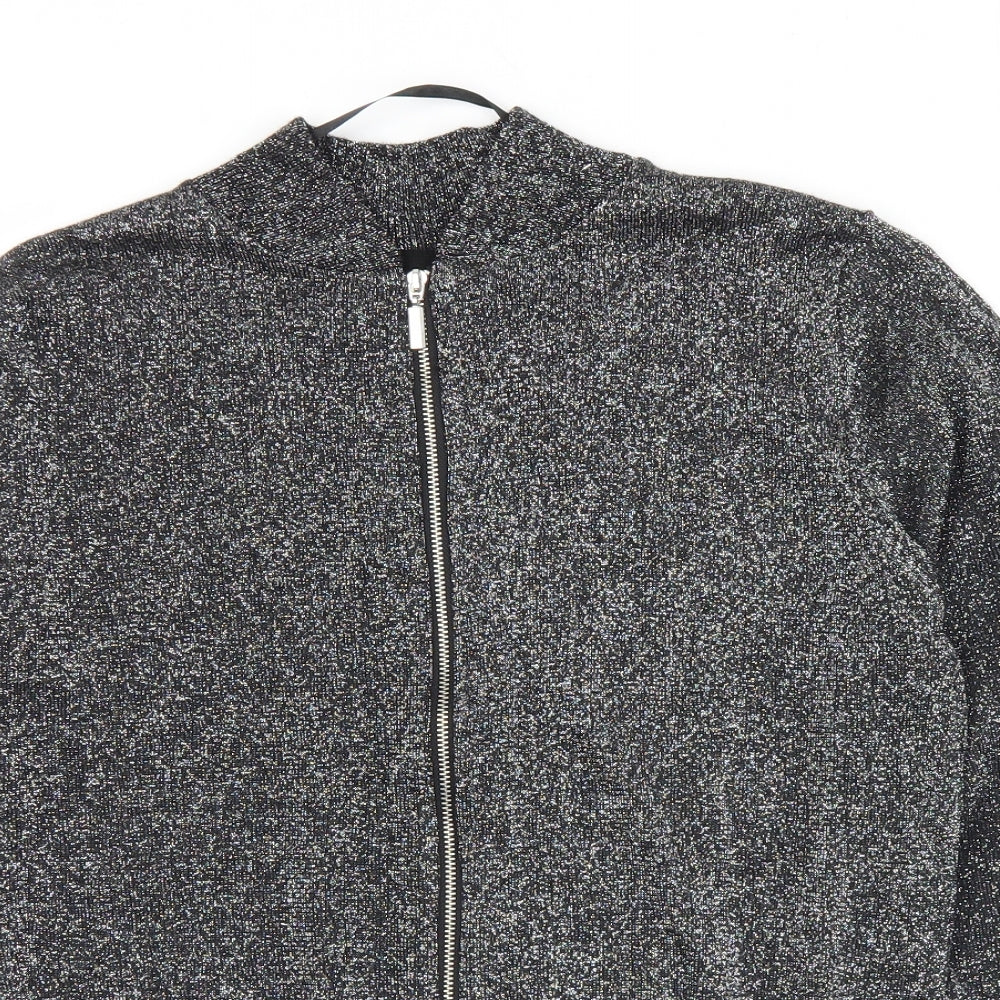 Atmophere Womens Silver Crew Neck  Viscose Full Zip Jumper Size 12