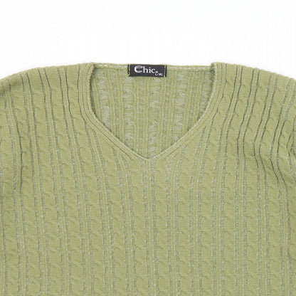 Womens UK Size L CHIC Green Pullover Jumper