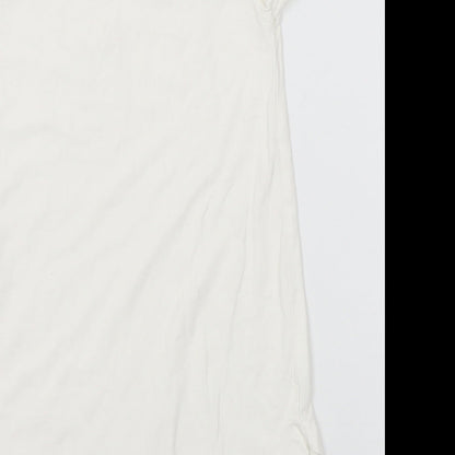 name it Girls White Floral Cotton Tunic T-Shirt Size 6 Years Crew Neck  - Slogan