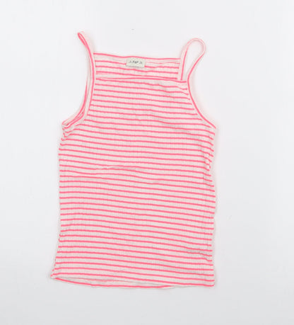 F&F Girls Pink Striped Polyester Camisole Tank Size 9-10 Years Halter