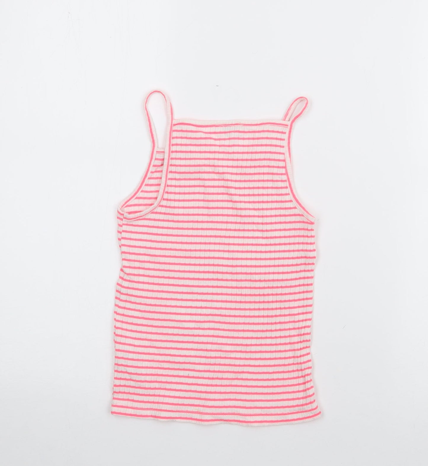 F&F Girls Pink Striped Polyester Camisole Tank Size 9-10 Years Halter
