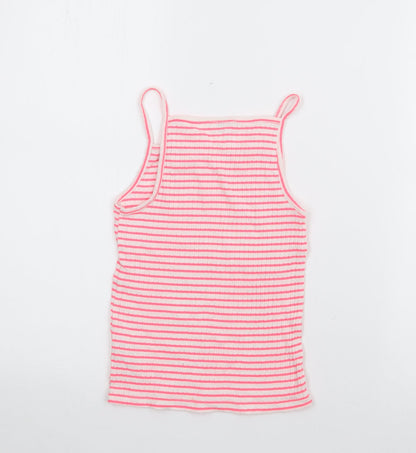 F&F Girls Pink Striped Polyester Camisole Tank Size 9-10 Years Halter