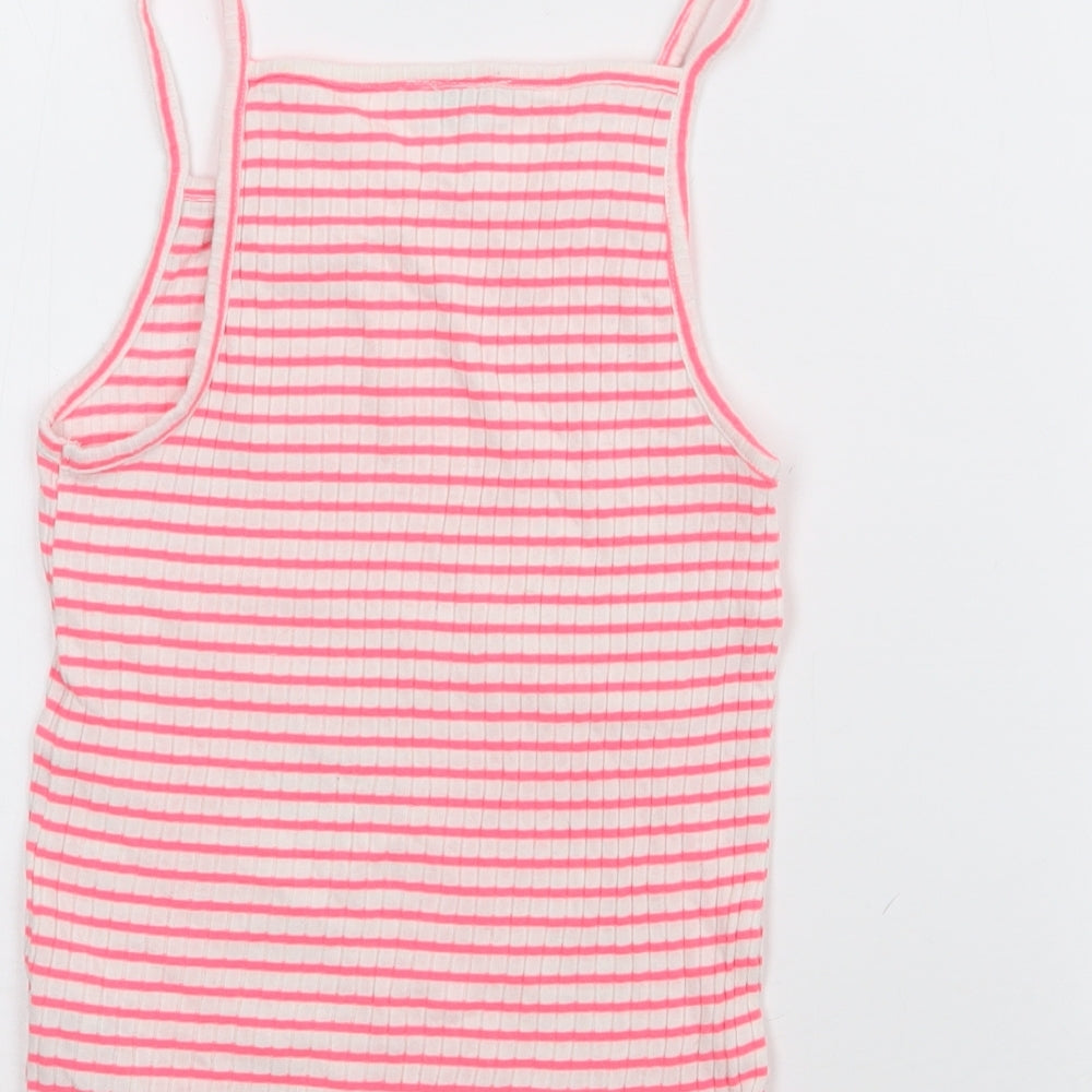 F&F Girls Pink Striped Polyester Camisole Tank Size 9-10 Years Halter