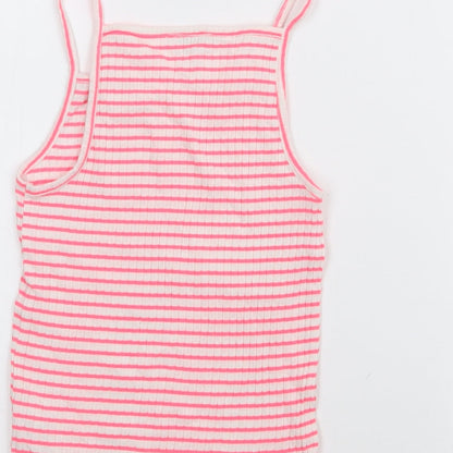F&F Girls Pink Striped Polyester Camisole Tank Size 9-10 Years Halter