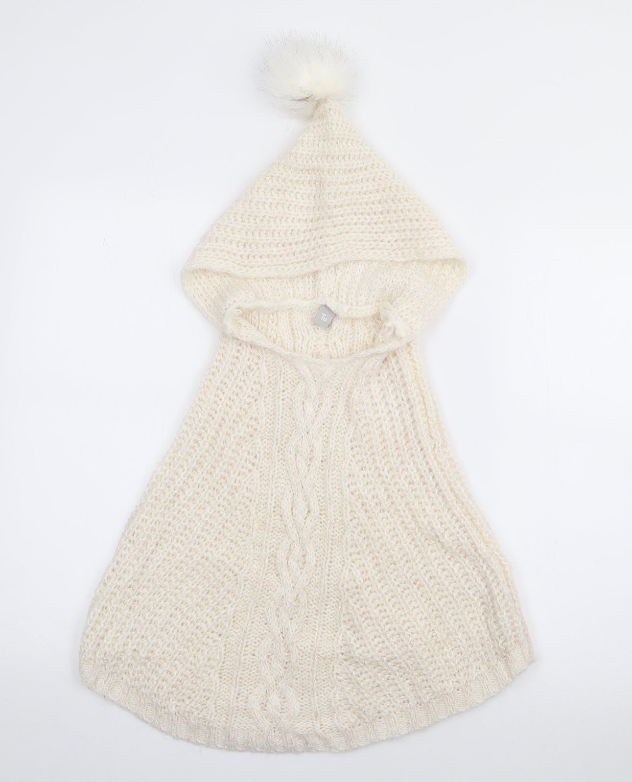 TU Girls White   Jacket Poncho One Size