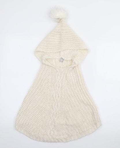 TU Girls White   Jacket Poncho One Size