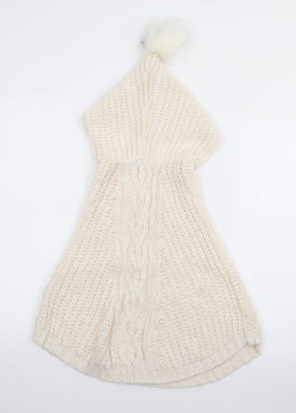 TU Girls White   Jacket Poncho One Size