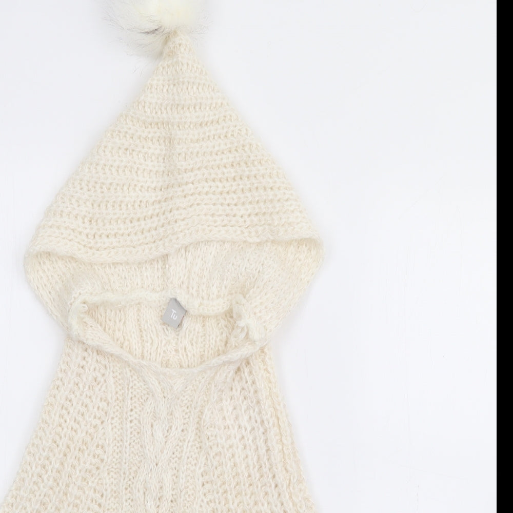 TU Girls White   Jacket Poncho One Size