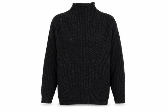Front view of Papaya women’s black high neck acrylic jumper, size M