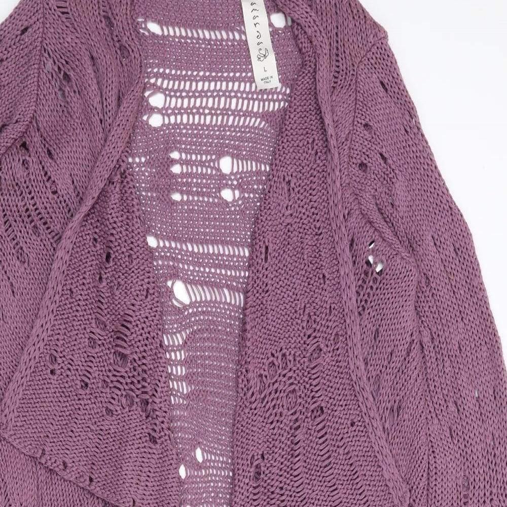 Eisamarda Womens Purple Roll Neck  Acrylic Cardigan Jumper Size L