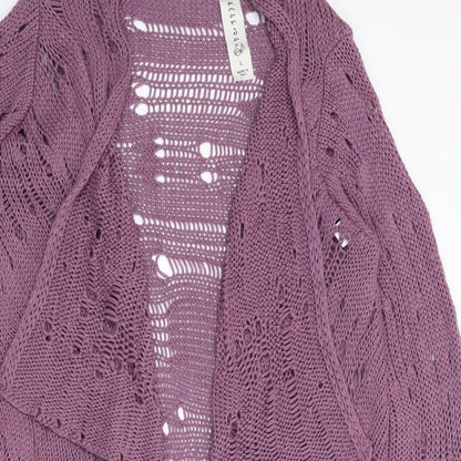 Eisamarda Womens Purple Roll Neck  Acrylic Cardigan Jumper Size L