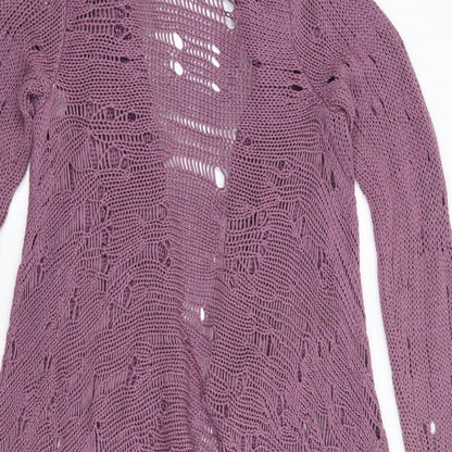 Eisamarda Womens Purple Roll Neck  Acrylic Cardigan Jumper Size L