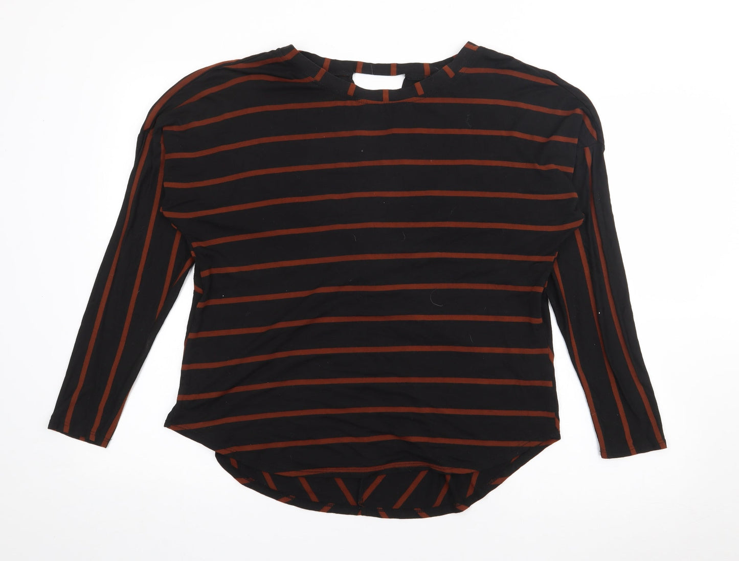 George Womens Black Crew Neck Striped Viscose Pullover Jumper Size 14