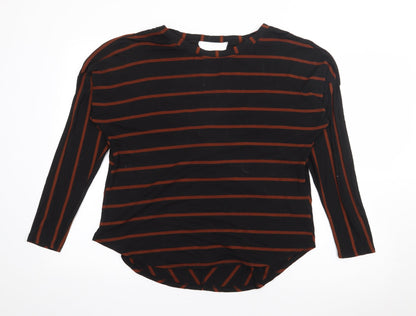 George Womens Black Crew Neck Striped Viscose Pullover Jumper Size 14