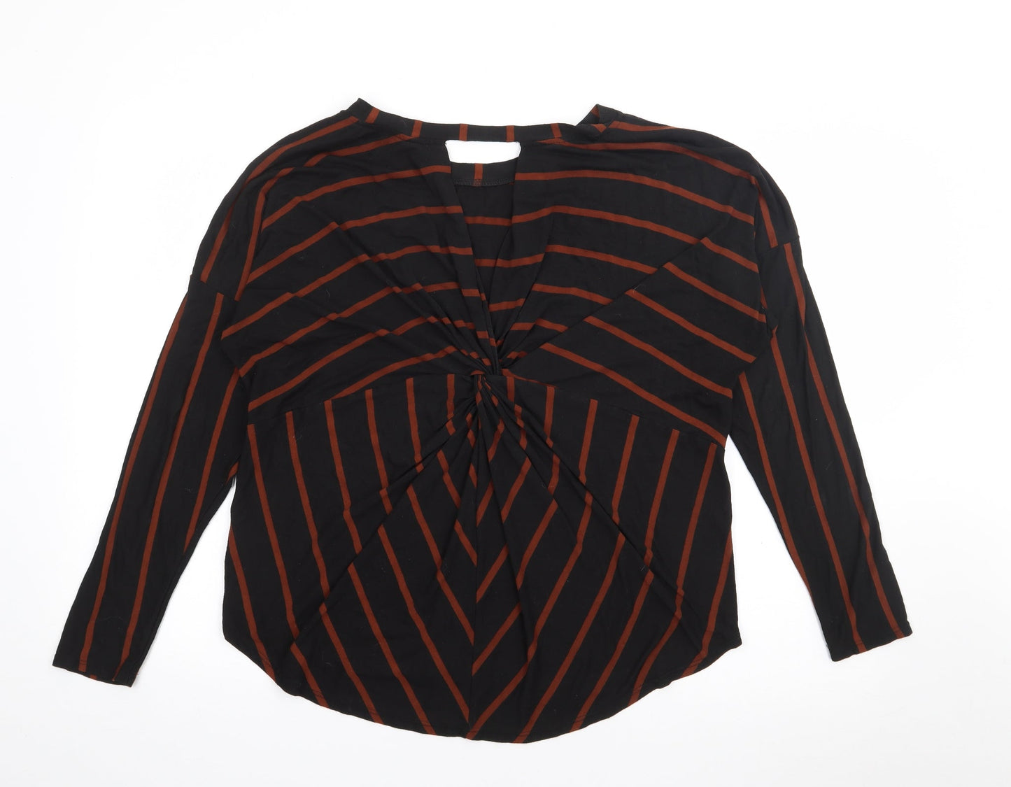 George Womens Black Crew Neck Striped Viscose Pullover Jumper Size 14