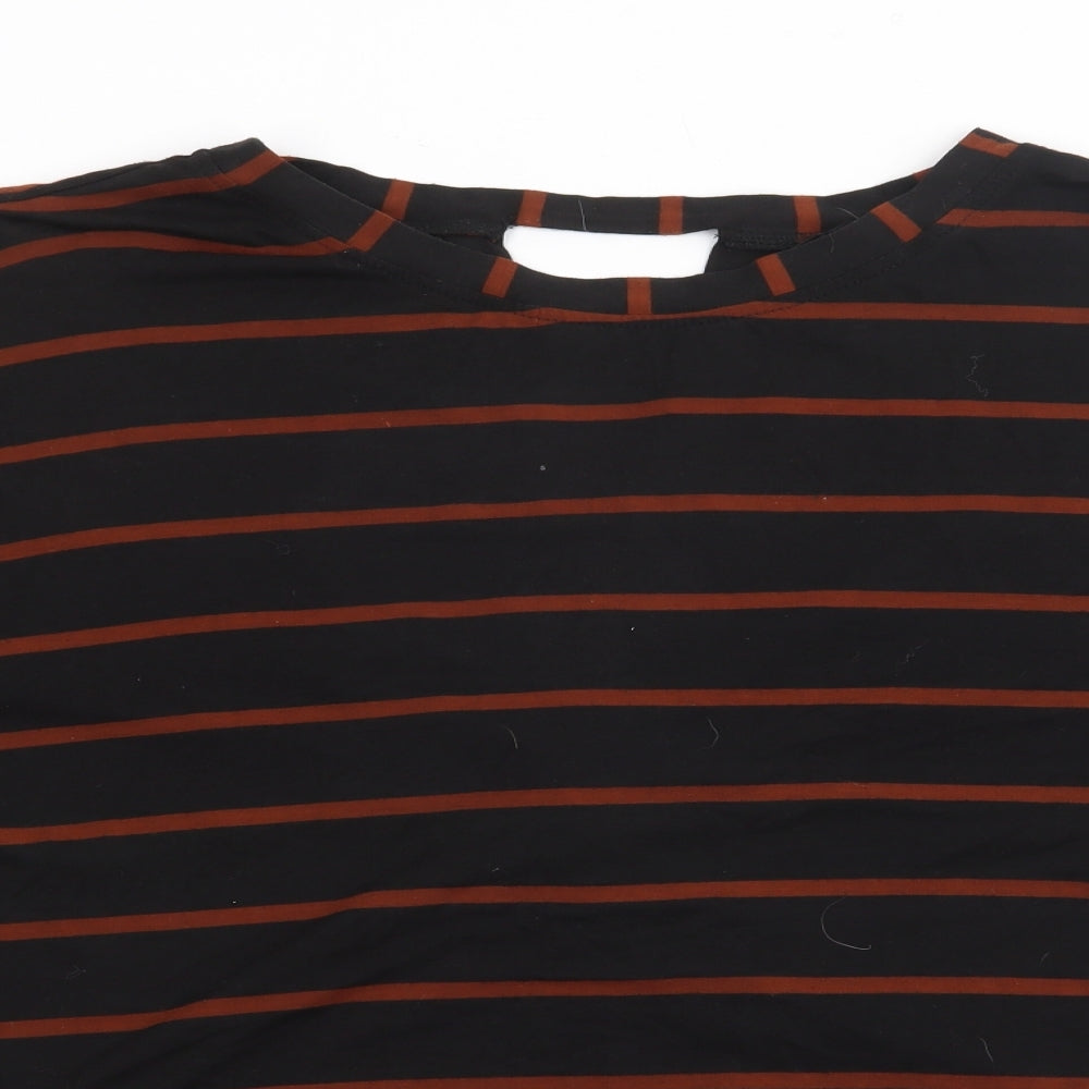 George Womens Black Crew Neck Striped Viscose Pullover Jumper Size 14