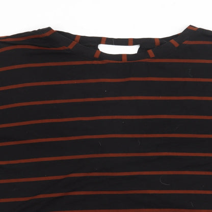 George Womens Black Crew Neck Striped Viscose Pullover Jumper Size 14