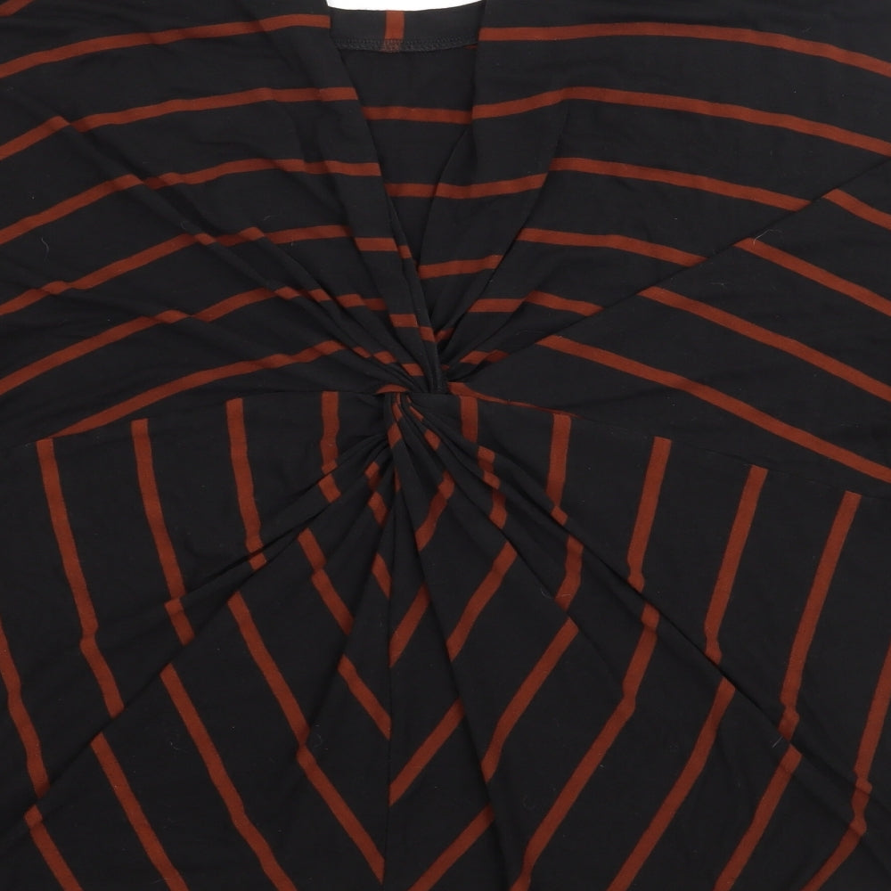 George Womens Black Crew Neck Striped Viscose Pullover Jumper Size 14