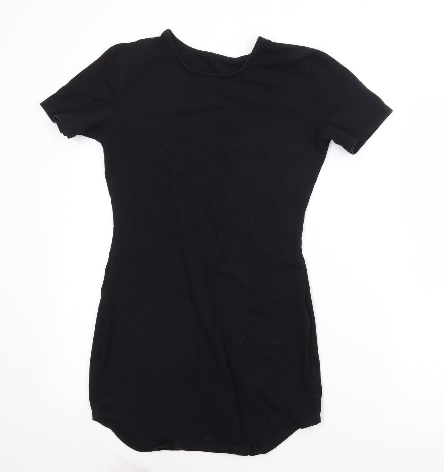 Preowrn Girls Black  Cotton T-Shirt Dress  Size M  Round Neck