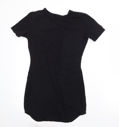 Preowrn Girls Black  Cotton T-Shirt Dress  Size M  Round Neck