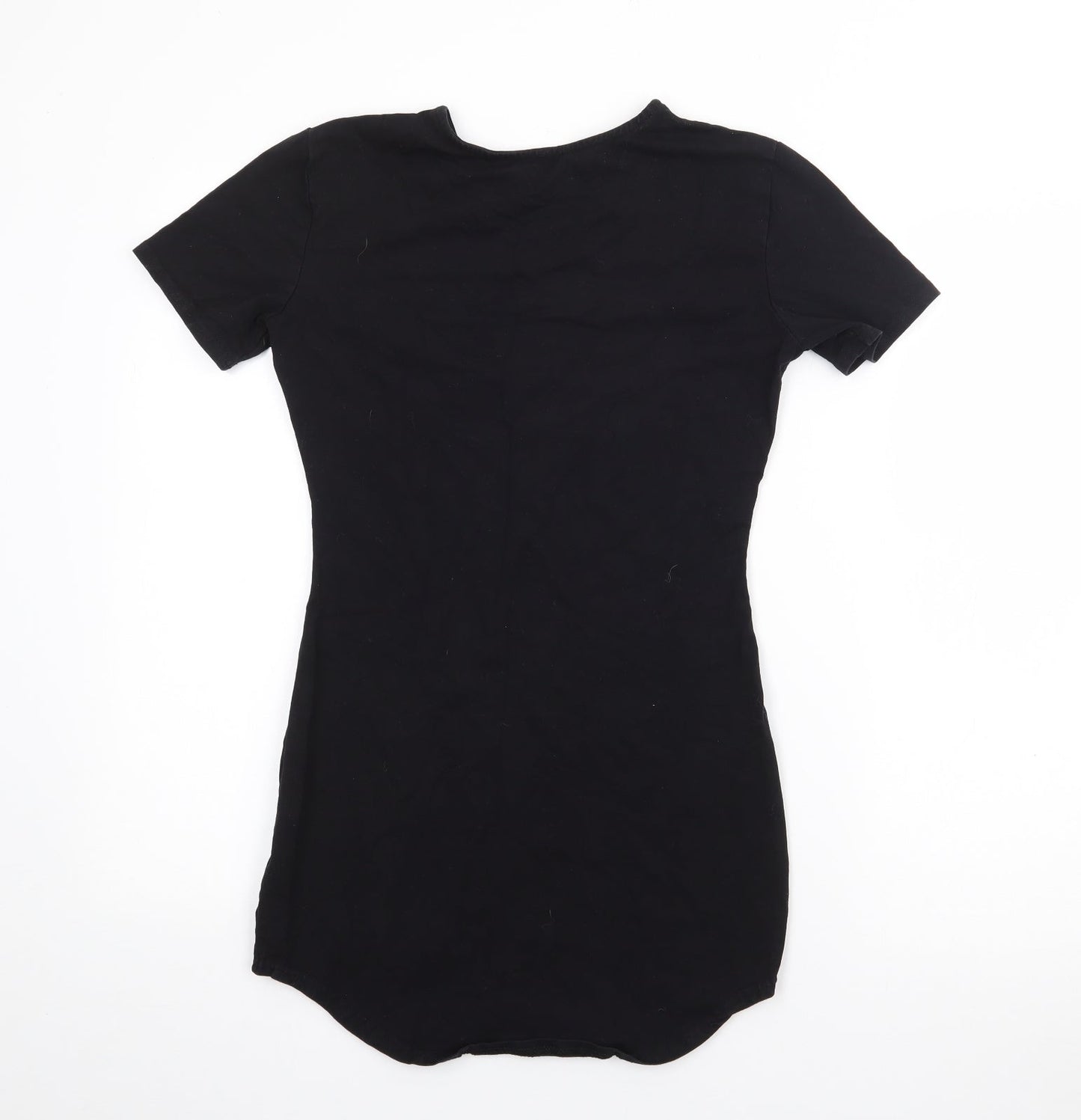 Preowrn Girls Black  Cotton T-Shirt Dress  Size M  Round Neck