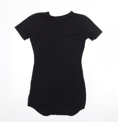 Preowrn Girls Black  Cotton T-Shirt Dress  Size M  Round Neck