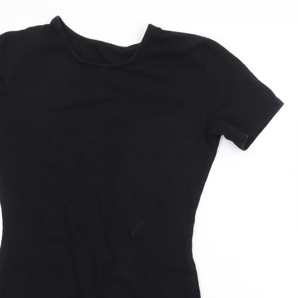 Preowrn Girls Black  Cotton T-Shirt Dress  Size M  Round Neck