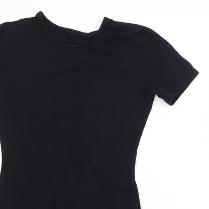 Preowrn Girls Black  Cotton T-Shirt Dress  Size M  Round Neck