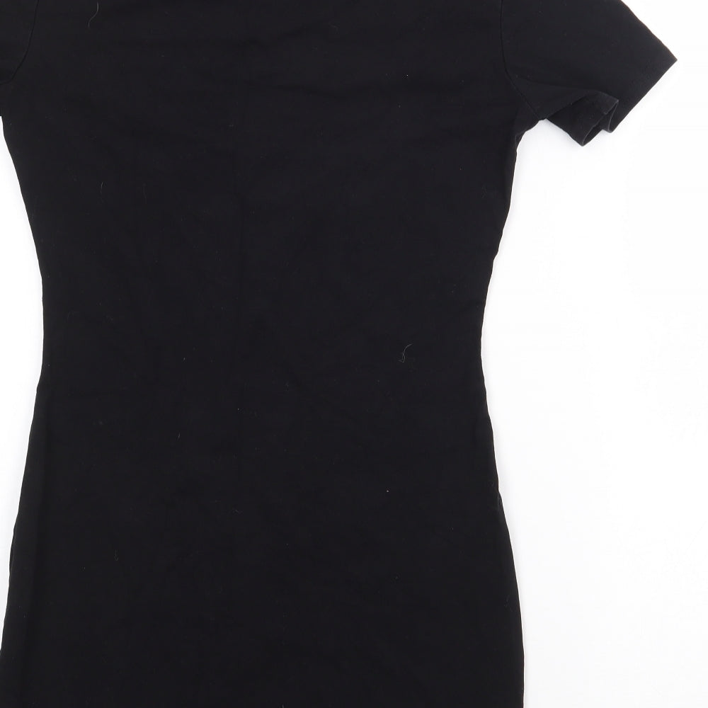 Preowrn Girls Black  Cotton T-Shirt Dress  Size M  Round Neck