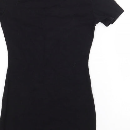 Preowrn Girls Black  Cotton T-Shirt Dress  Size M  Round Neck