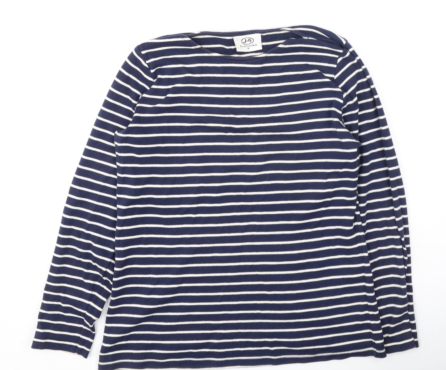 J4 Clothing Womens Black Striped Cotton Basic T-Shirt Size S Round Neck