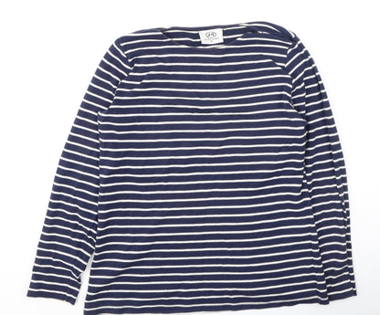 J4 Clothing Womens Black Striped Cotton Basic T-Shirt Size S Round Neck