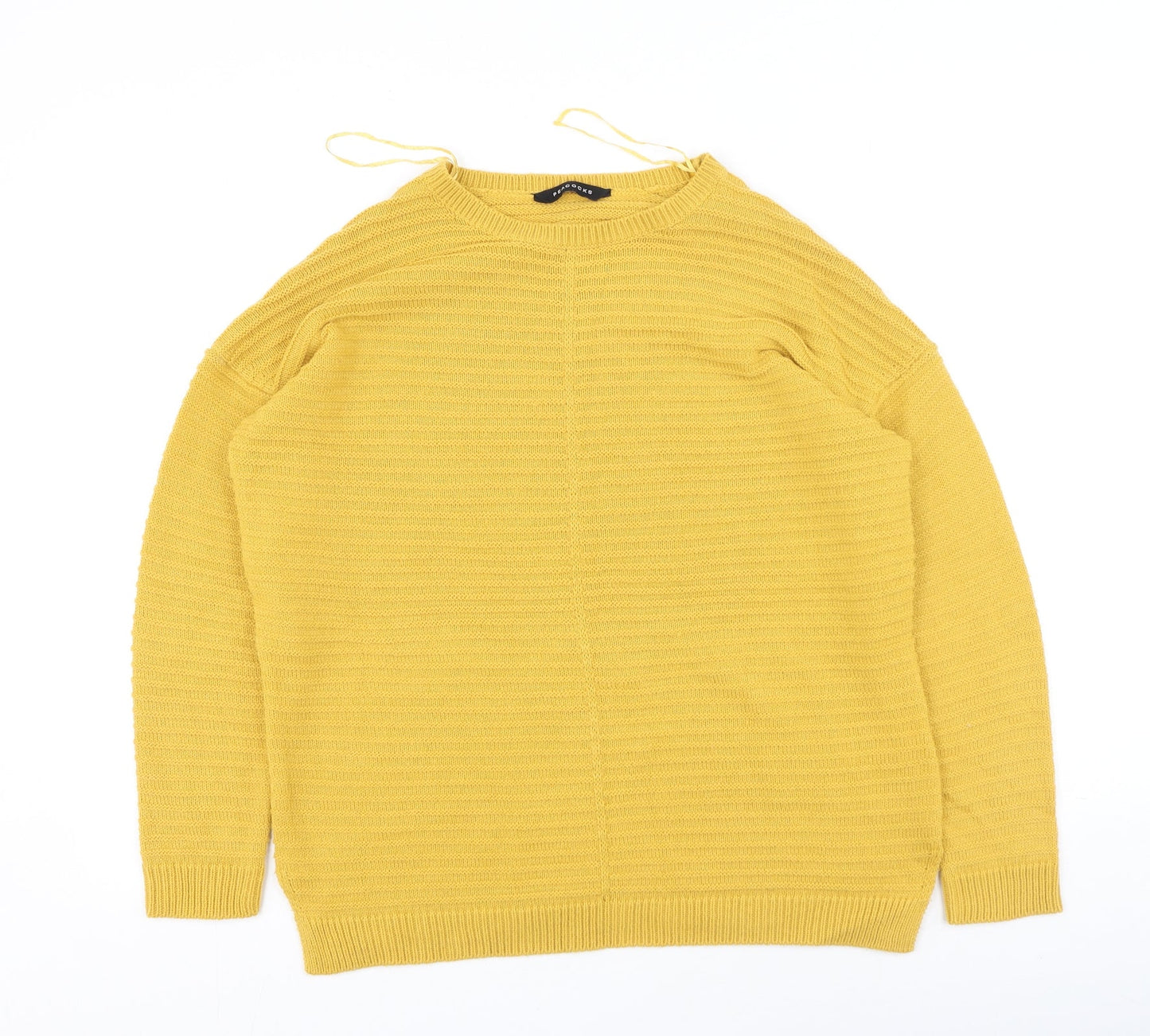 Womens UK Size M Peacocks Yellow Pullover Jumper