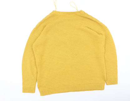 Womens UK Size M Peacocks Yellow Pullover Jumper