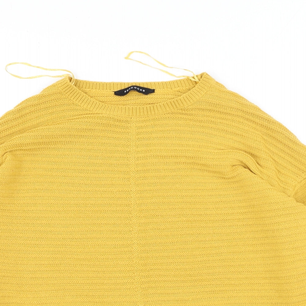 Womens UK Size M Peacocks Yellow Pullover Jumper