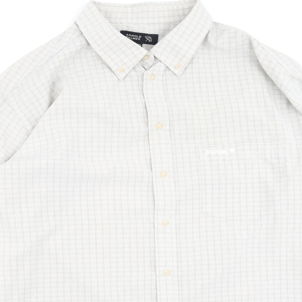Arnold Palmer Mens Beige Plaid Polyester  Polo Size 2XL Collared