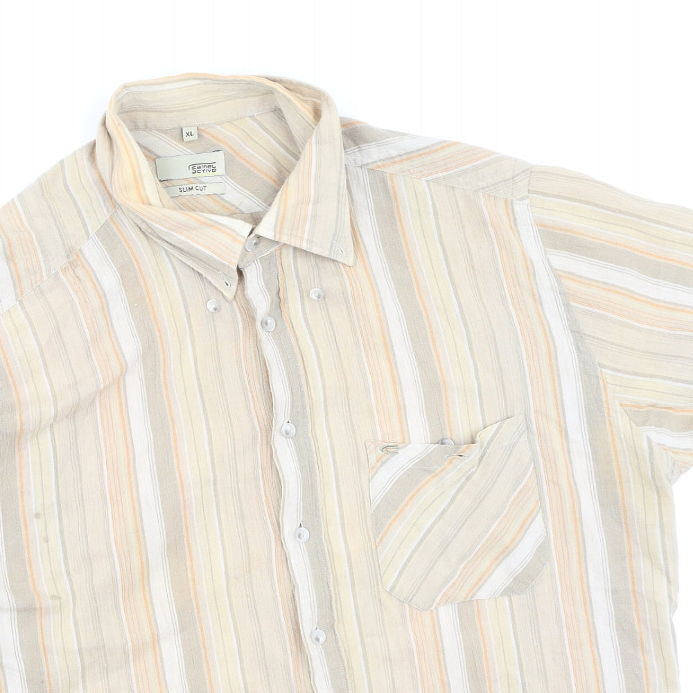 Camel Active Mens Multicoloured Striped Cotton  Polo Size XL Collared