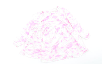 Dunnes Stores Girls Pink  Cotton Fit & Flare  Size 12-18 Months  Round Neck